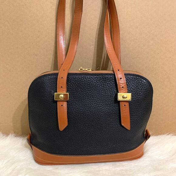 DOONEY & BOURKE Vintage All-Weather-Leather Black/Tan METRO ZIP ZIP Dome Handbag - Picture 15 of 16